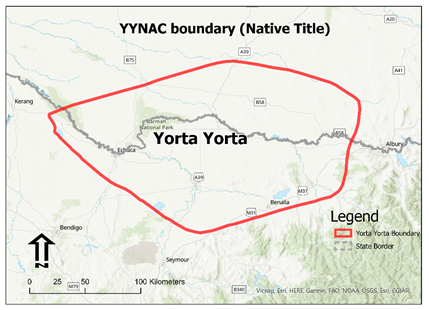 Map of Yorta Yorta Native title boundary.