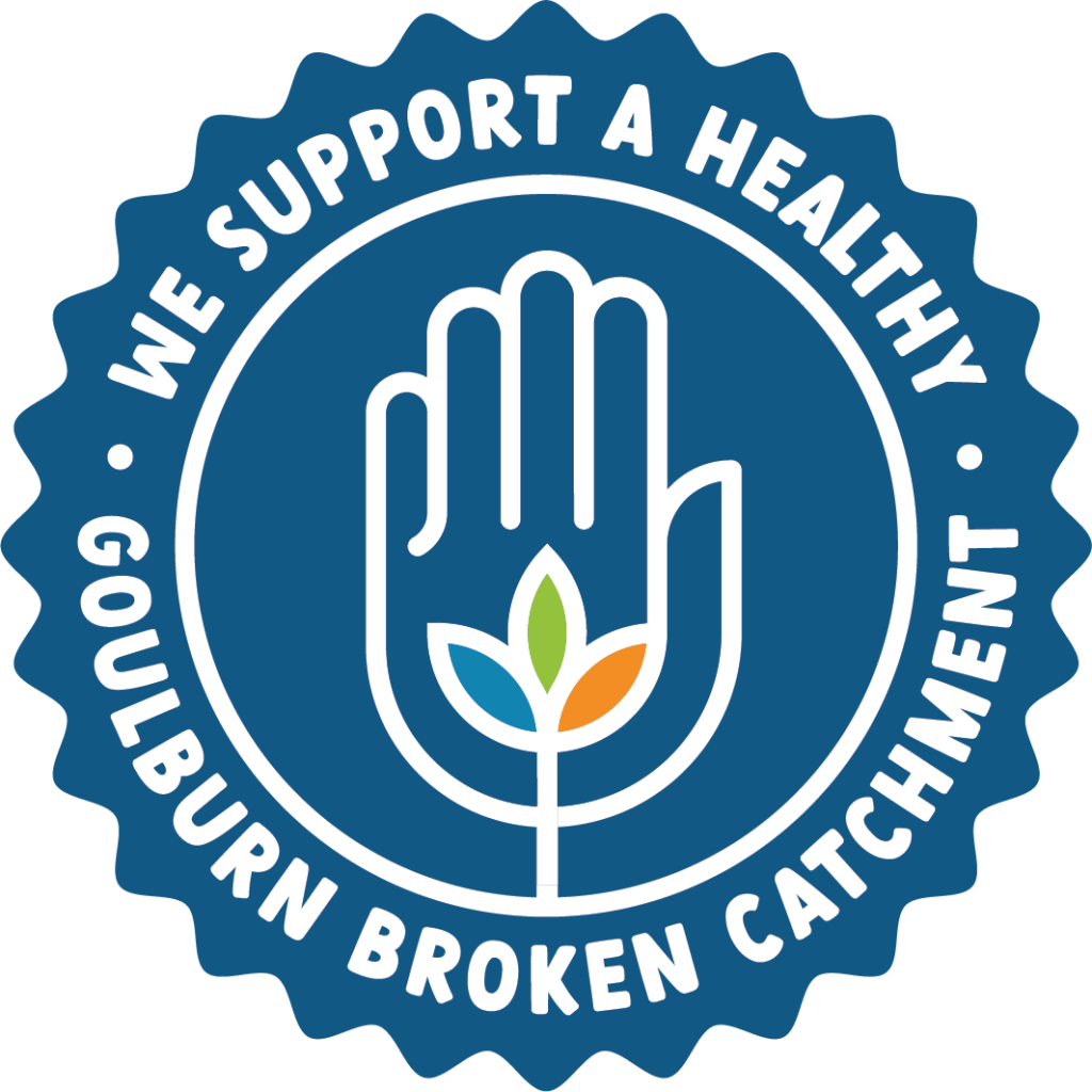 Image of a badge with the words - we support a healthy Goulburn Broken Catchment.